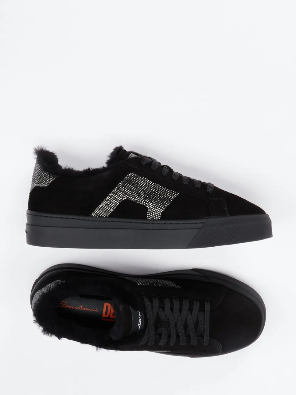 Santoni – Sneaker aus Veloursleder Schwarz