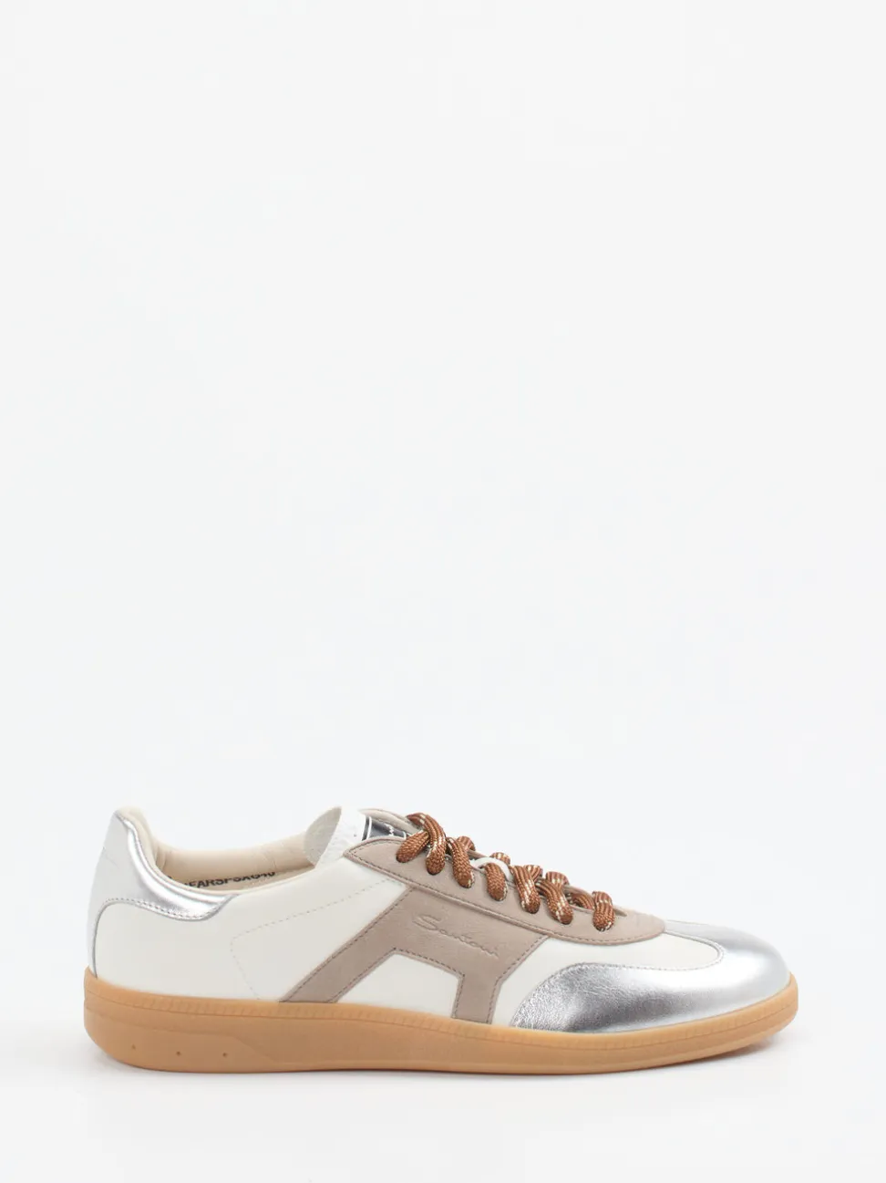Santoni – Sneaker aus Velours- und Metallicleder Off-White