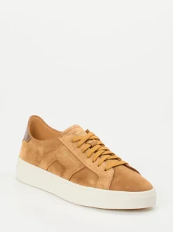 Santoni – Sneaker aus Veloursleder cognacbraun