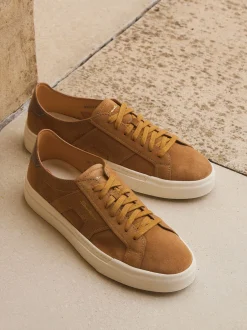 Santoni – Sneaker aus Veloursleder cognacbraun