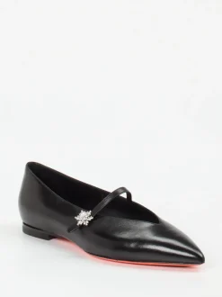 Santoni – Spangenpumps aus Lammleder Schwarz