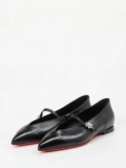 Santoni – Spangenpumps aus Lammleder Schwarz