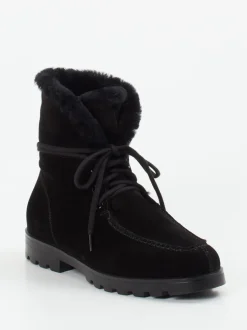 Santoni – Stiefelette aus Veloursleder schwarz