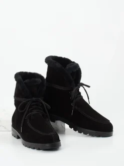 Santoni – Stiefelette aus Veloursleder schwarz