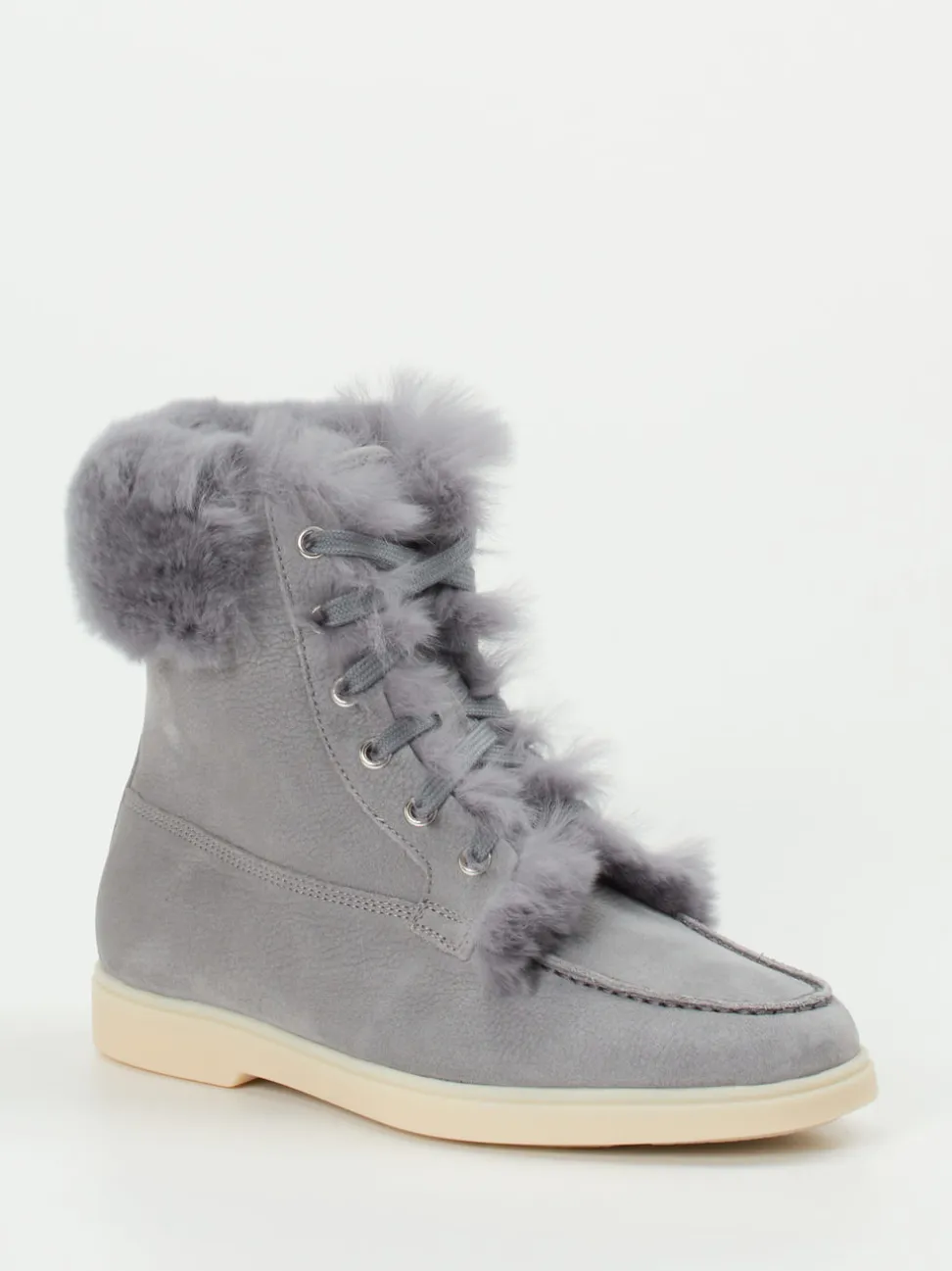 Santoni – Stiefelette aus Nubukleder in Grau