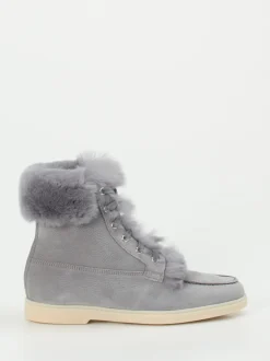 Santoni – Stiefelette aus Nubukleder in Grau