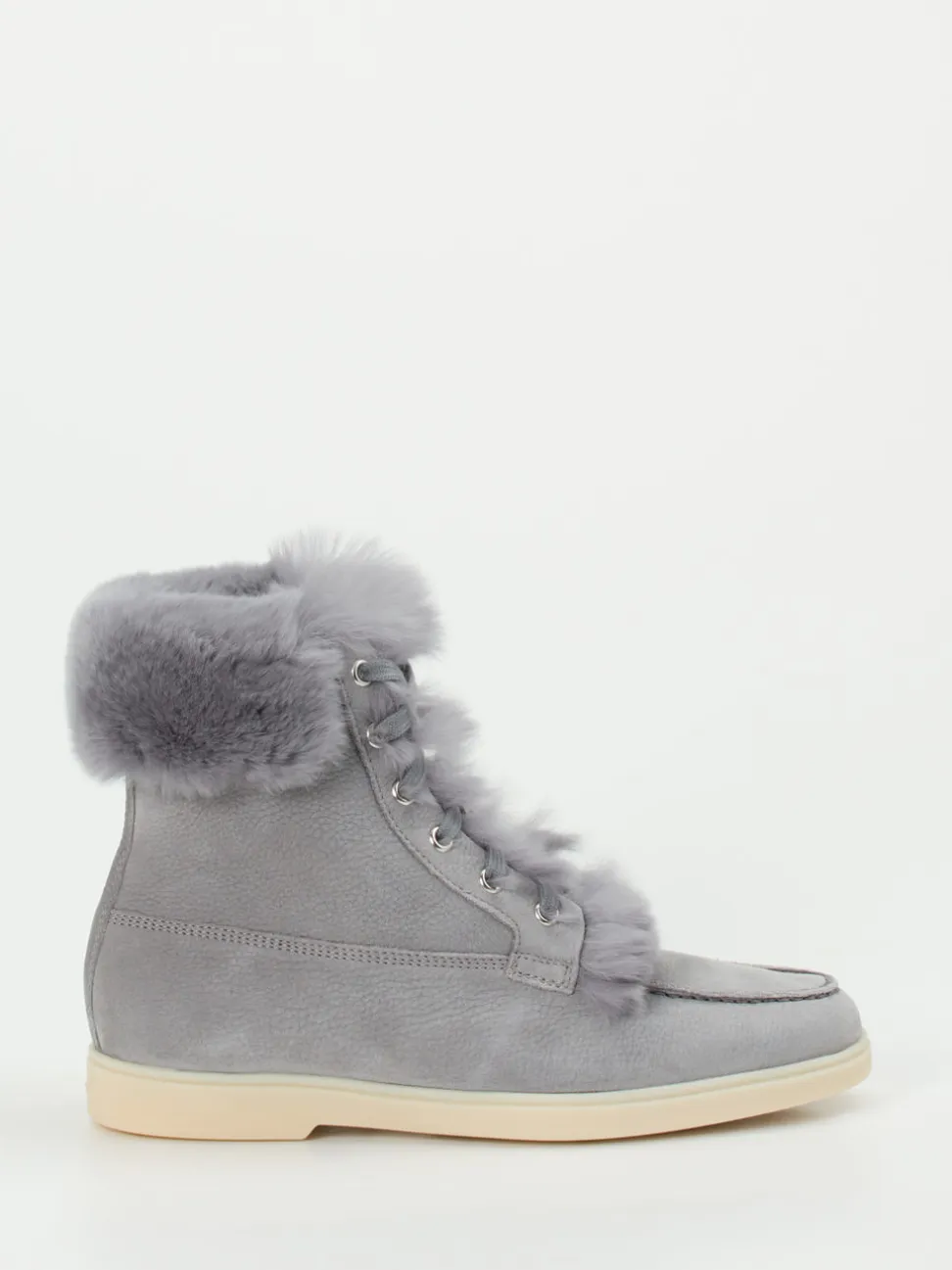 Santoni – Stiefelette aus Nubukleder in Grau