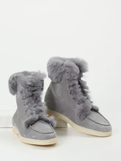Santoni – Stiefelette aus Nubukleder in Grau