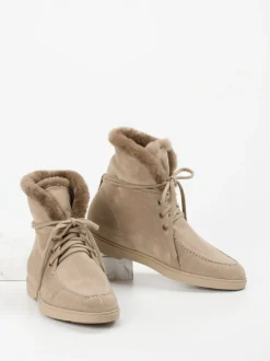 Santoni – Stiefelette aus Veloursleder grau