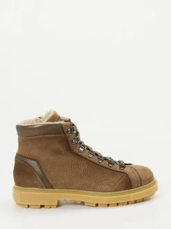 Santoni – Stiefeletten aus Nubukleder in Beige