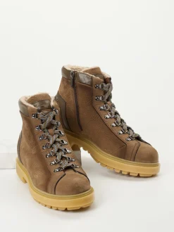Santoni – Stiefeletten aus Nubukleder in Beige