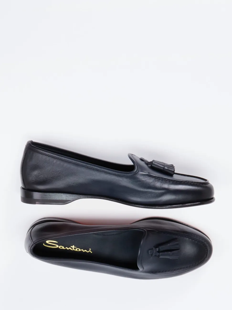 Santoni – Tassel Loafer aus Kalbleder Tiefschwarz