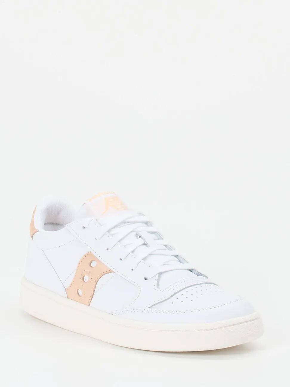 Saucony – Sneaker aus Leder in Weiß mit Apricot