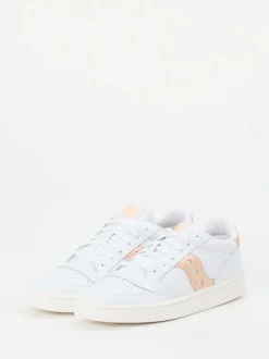 Saucony – Sneaker aus Leder in Weiß mit Apricot