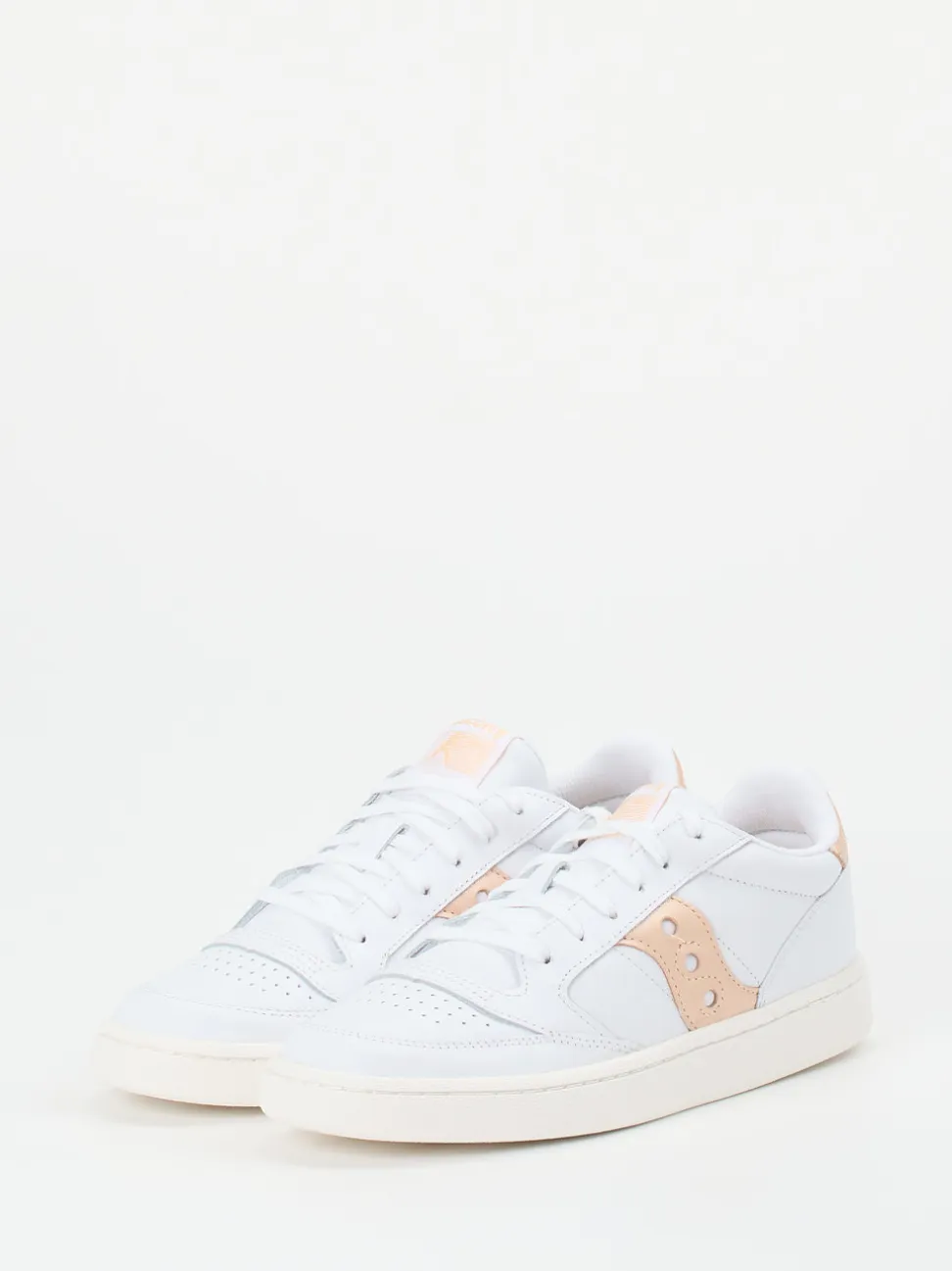 Saucony – Sneaker aus Leder in Weiß mit Apricot