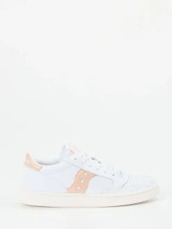 Saucony – Sneaker aus Leder in Weiß mit Apricot