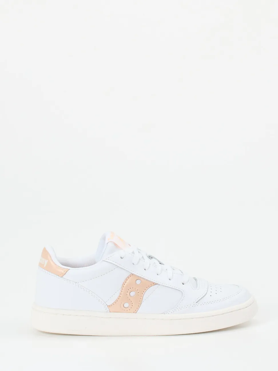 Saucony – Sneaker aus Leder in Weiß mit Apricot