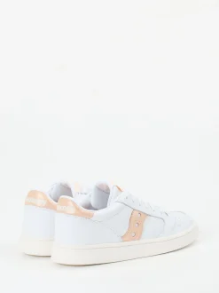 Saucony – Sneaker aus Leder in Weiß mit Apricot