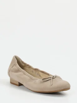 Semler – Ballerinas aus Veloursleder in Beigegrau