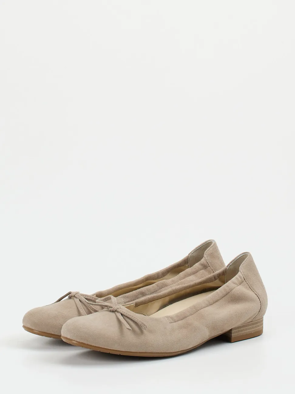 Semler – Ballerinas aus Veloursleder in Beigegrau