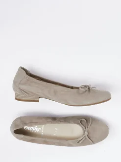 Semler – Ballerinas aus Veloursleder in Beigegrau