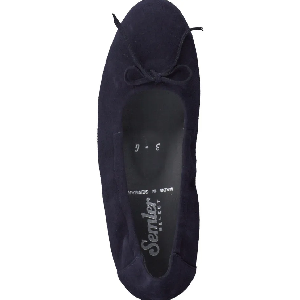 Semler – Ballerinas aus Veloursleder in Dunkelblau