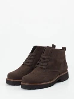 Semler – Brogue-Boots aus Veloursleder dunkelbraun