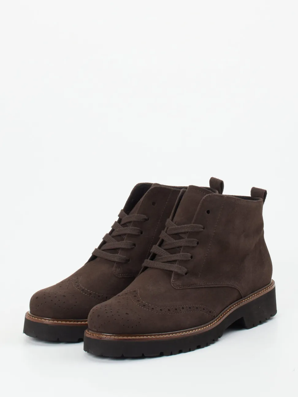 Semler – Brogue-Boots aus Veloursleder dunkelbraun