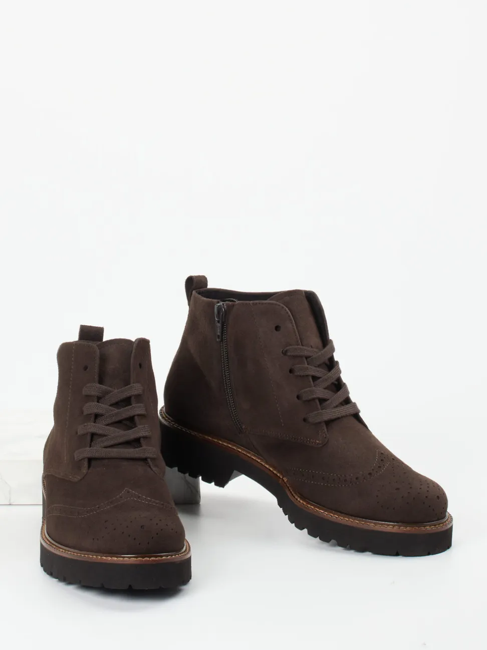 Semler – Brogue-Boots aus Veloursleder dunkelbraun