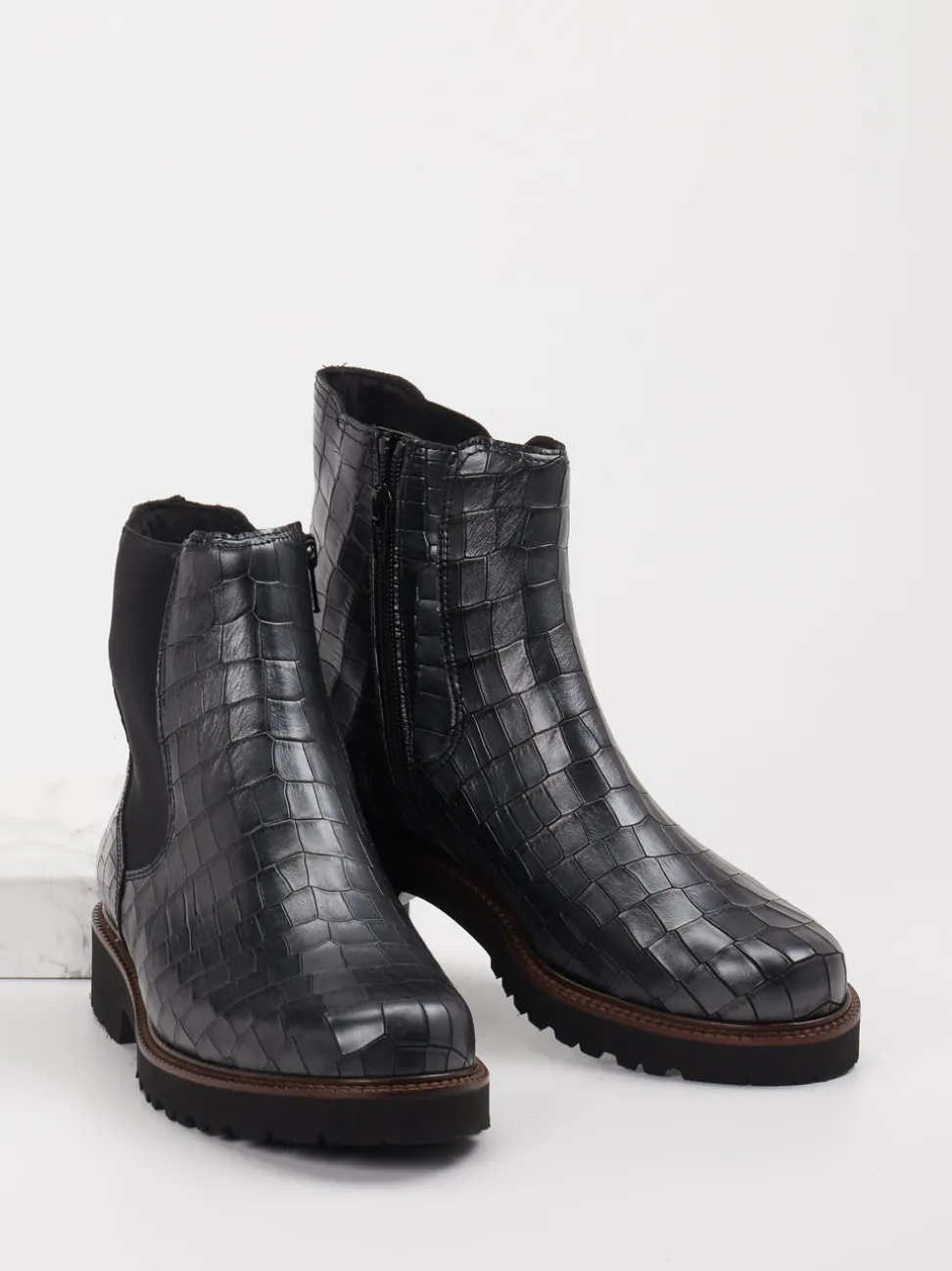 Semler – Chelsea Boots aus Reptilleder in Grau