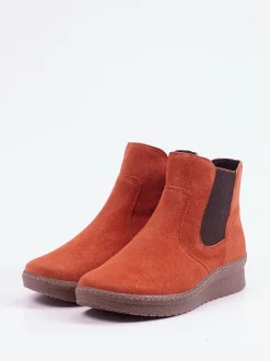 Semler – Chelsea-Stiefelette aus Veloursleder ziegelrot