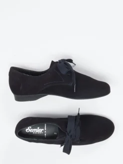 Semler – Derby-Schnürschuh aus Samtziegenleder Blau