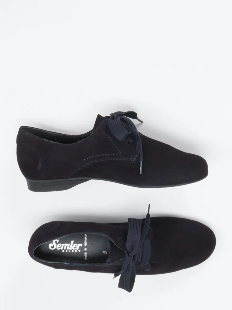 Semler – Derby-Schnürschuh aus Samtziegenleder Blau