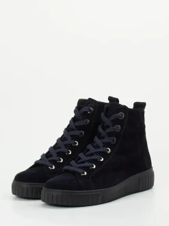 Semler – High-Top Sneaker aus Veloursleder in Blau