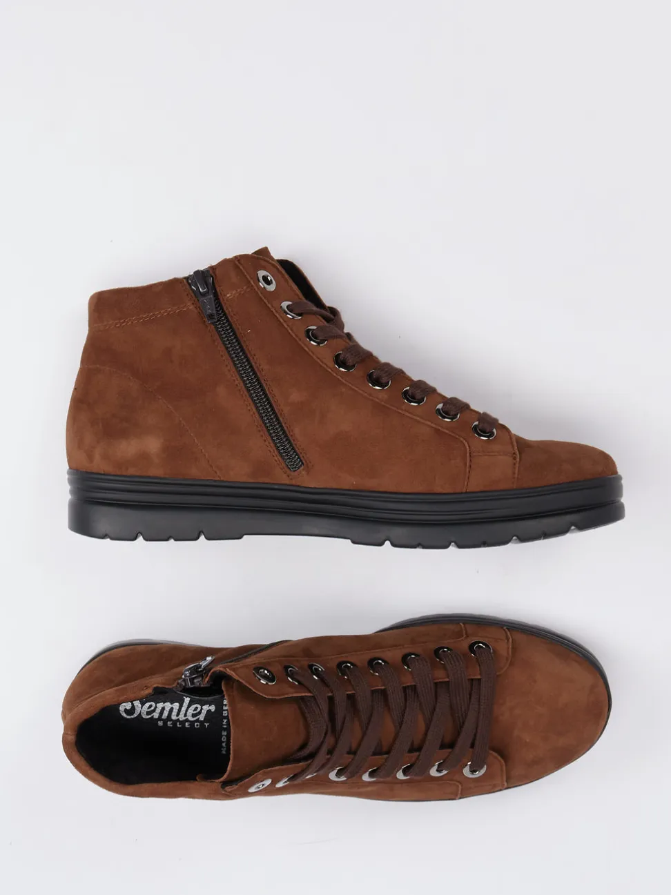Semler – High-Top-Sneaker aus Veloursleder braun