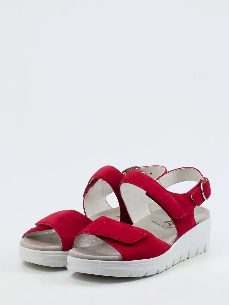Semler – Keilsandalette aus Veloursleder rot