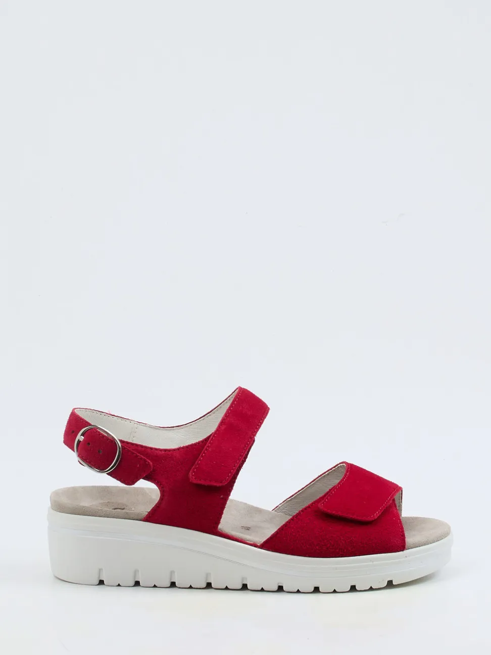 Semler – Keilsandalette aus Veloursleder rot