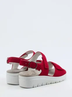 Semler – Keilsandalette aus Veloursleder rot
