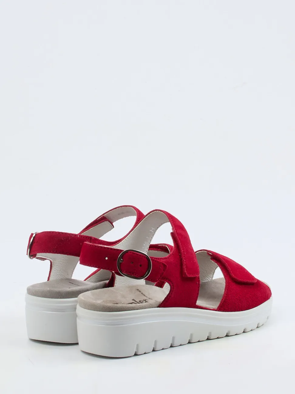 Semler – Keilsandalette aus Veloursleder rot