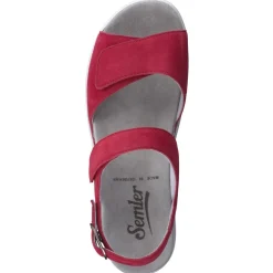 Semler – Keilsandalette aus Veloursleder rot