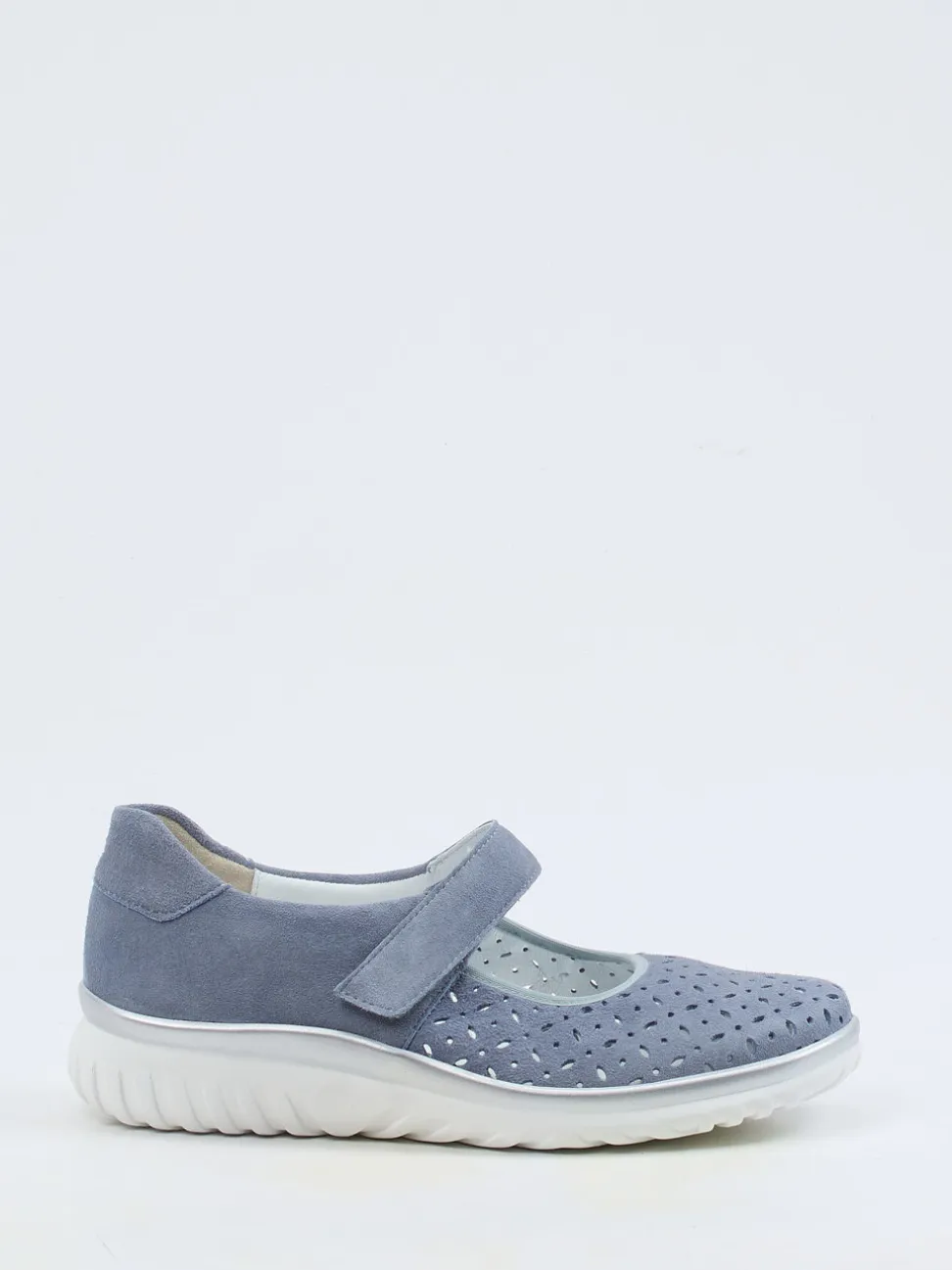Semler – Klett-Ballerina aus Veloursleder taubenblau