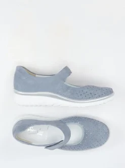 Semler – Klett-Ballerina aus Veloursleder taubenblau