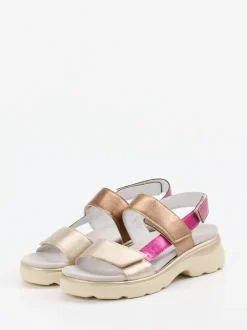 Semler – Klettsandale aus Metallic-Kalbleder multi