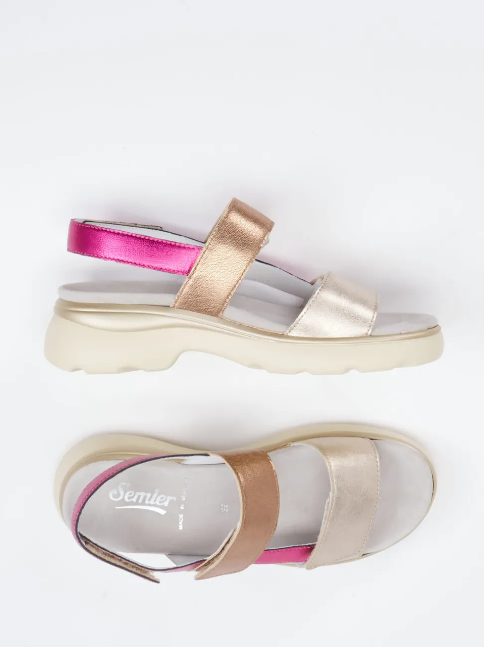 Semler – Klettsandale aus Metallic-Kalbleder multi