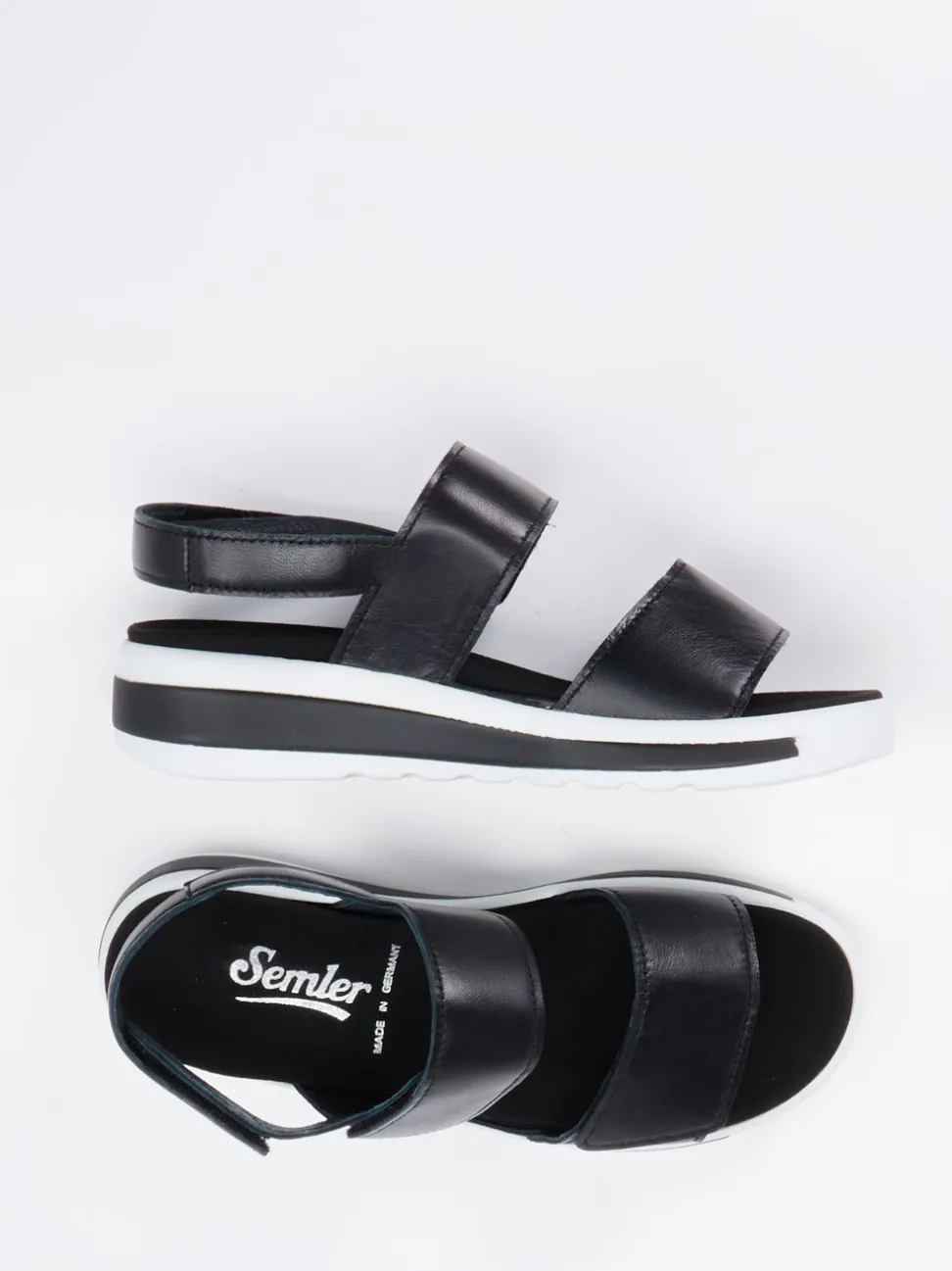 Semler – Klettsandalette aus Kalbleder Schwarz