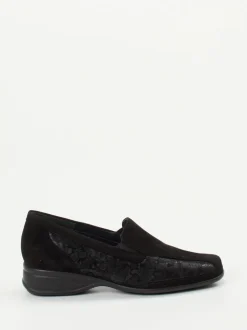 Semler – Komfort-Loafer aus Stretch und Veloursleder schwarz