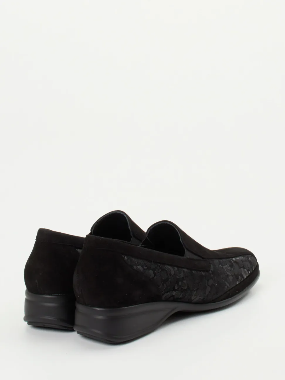 Semler – Komfort-Loafer aus Stretch und Veloursleder schwarz
