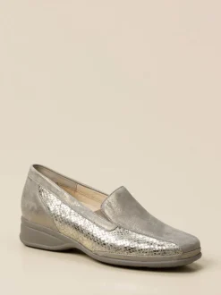 Semler – Komfort-Loafer aus Metallicleder silbergrau