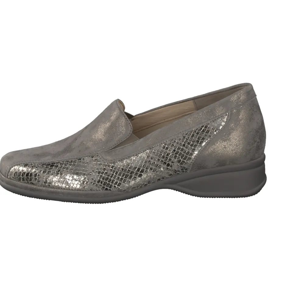 Semler – Komfort-Loafer aus Metallicleder silbergrau
