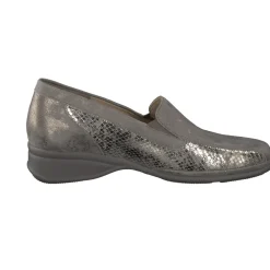 Semler – Komfort-Loafer aus Metallicleder silbergrau